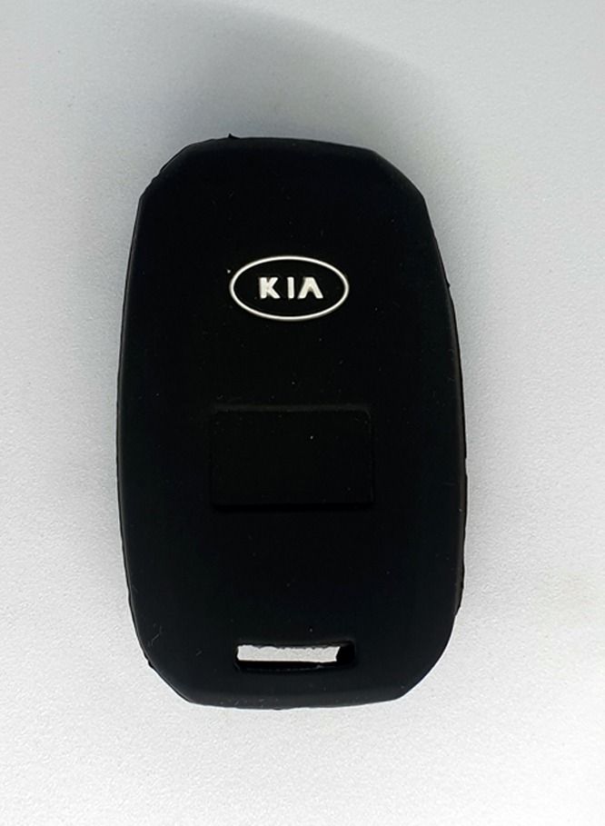 KIA غطاء مفتاح سيارة سيليكون بثلاثة أزرار لسيارة كيا باللون الأسود - Image 2