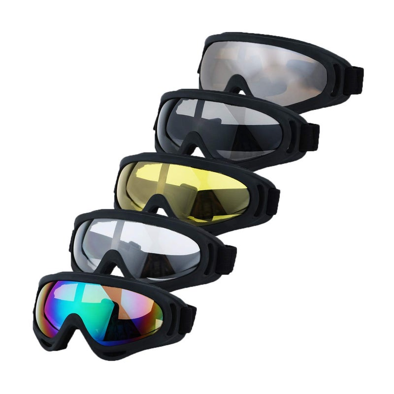 LJDJ Motorcycle Goggles Glasses Set of 5 Dirt Bike ATV Motocross AntiUV Adjustable Riding Offroad Protective Combat Tactical Military Goggles for Men Women Kids Youth Adult - Image 2