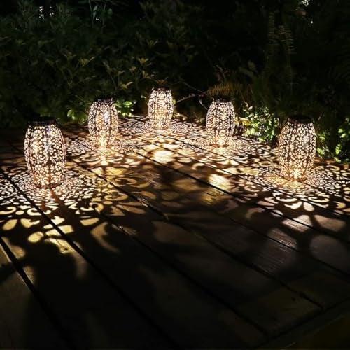 Kaixoxin Solar Lantern Lights for Hanging or Table Outdoor Solar Light for Patio Courtyard Garden (Silver-1) - Image 3