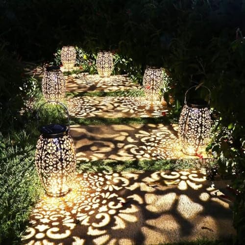 Kaixoxin Solar Lantern Lights for Hanging or Table Outdoor Solar Light for Patio Courtyard Garden (Silver-1) - Image 4