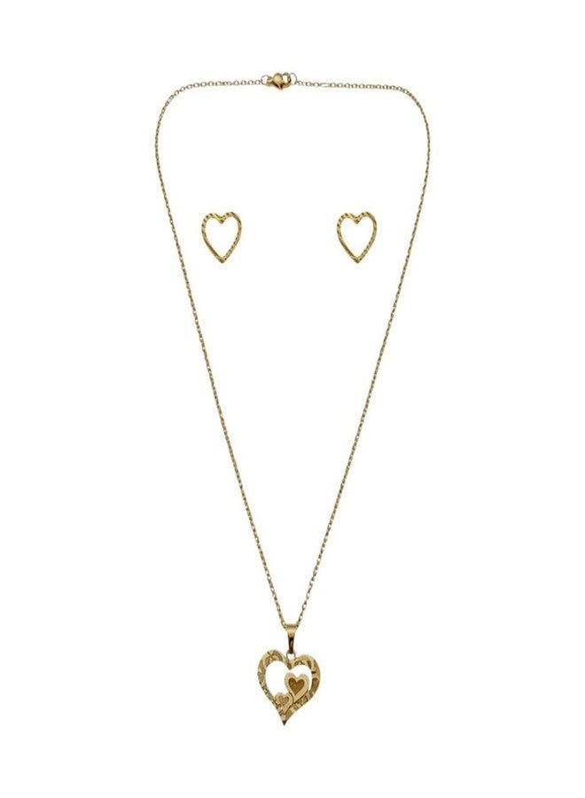 ACCESSHER Women's & Girls Gold-Tone Adjustable Heart Pendant Necklace with Earrings Trendy Locket Neckchain Fancy Jewellery Love Gifts For Valentine's & Anniversary - Image 1