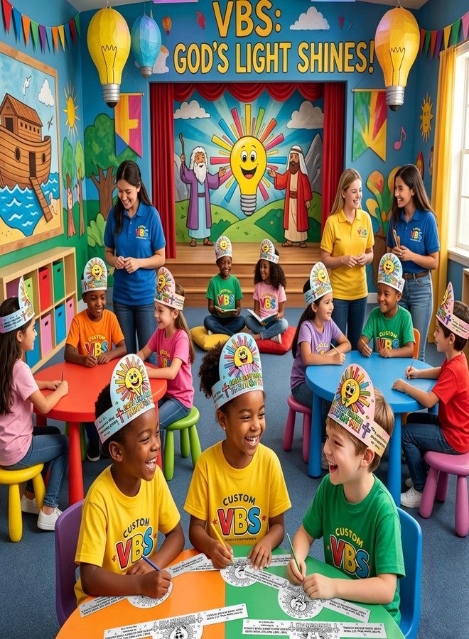 Marspark 25 Set Vbs 2026 Color Your Own Jesus is the Light Crown Illumination Theme Religious Cardstock Crown Crafts Coloring Paper Headband Christian Hat Crowns for Vbs Church Activities Party Favor - Image 5
