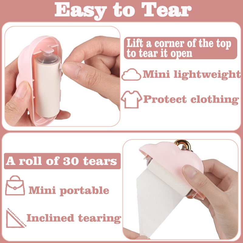 Nokiils Mini Lint Roller Travel Size, Reusable Lint Roller for Travel, Pet Hair Remover Portable Lint Roller for Clothes with 150 Sheets Refillable (Pink) - Image 3