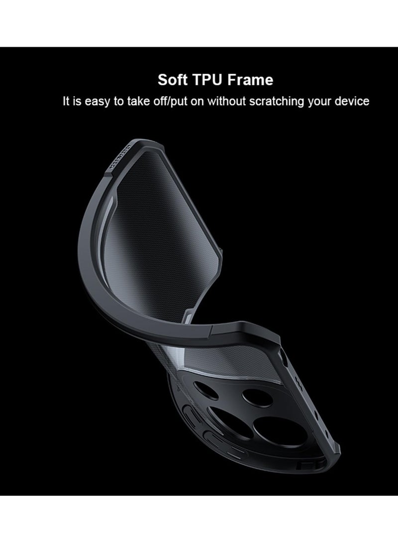 Case Compatible with Redmi Note 14 pro Transparent Back Design Corner Airbag Protection Soft TPU Bumper Cover (Black) - Image 2