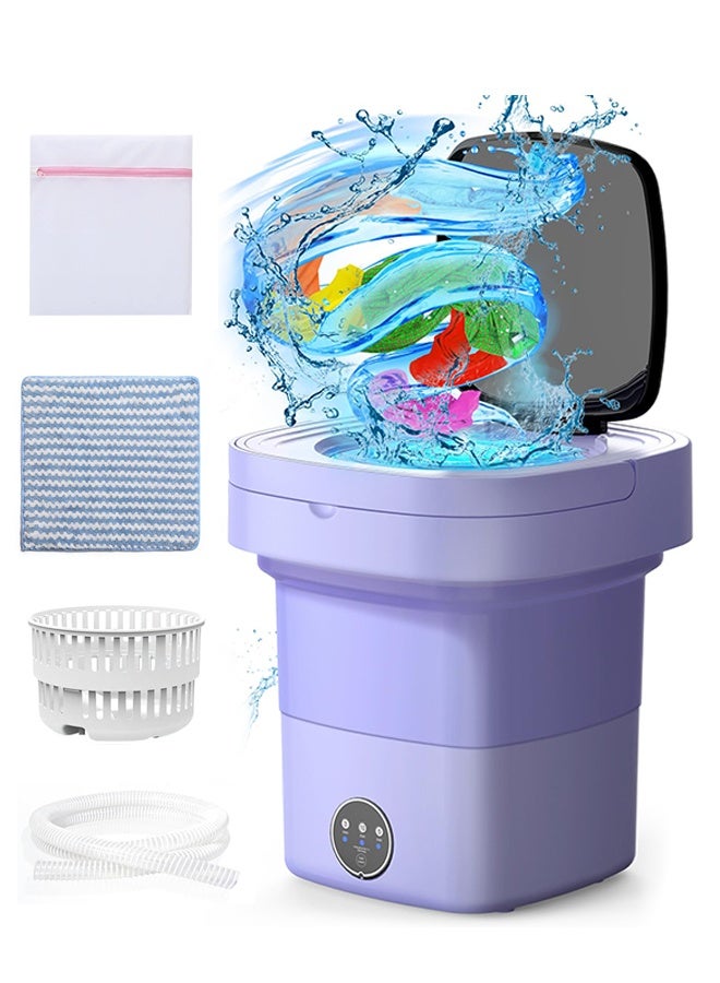 Folding Washing Machine, 9L Mini Washing Machine with 3 Cleaning Modes, Suitable for Baby Clothes, Underwear, Socks, Portable Washing Machine Folding Design Suitable for Apartments, Camping & Travel (Purple)  - Image 1