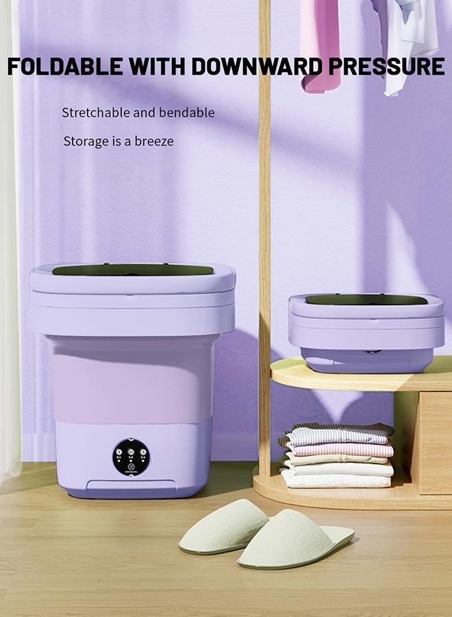 Folding Washing Machine, 9L Mini Washing Machine with 3 Cleaning Modes, Suitable for Baby Clothes, Underwear, Socks, Portable Washing Machine Folding Design Suitable for Apartments, Camping & Travel (Purple)  - Image 5