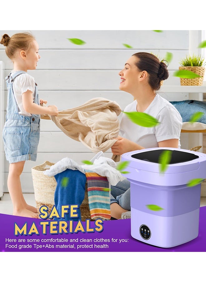 Folding Washing Machine, 9L Mini Washing Machine with 3 Cleaning Modes, Suitable for Baby Clothes, Underwear, Socks, Portable Washing Machine Folding Design Suitable for Apartments, Camping & Travel (Purple)  - Image 4