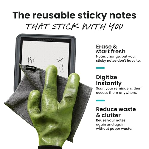 Rocketbook Reusable Sticky Notes Starter Pack with Storage Case, Pen, and Towel, 3"x3", 15 Black Notes - Dotted Paper, App-Connected, Erasable, Reusable Adhesive, Ideal for To-Do Lists - Image 4
