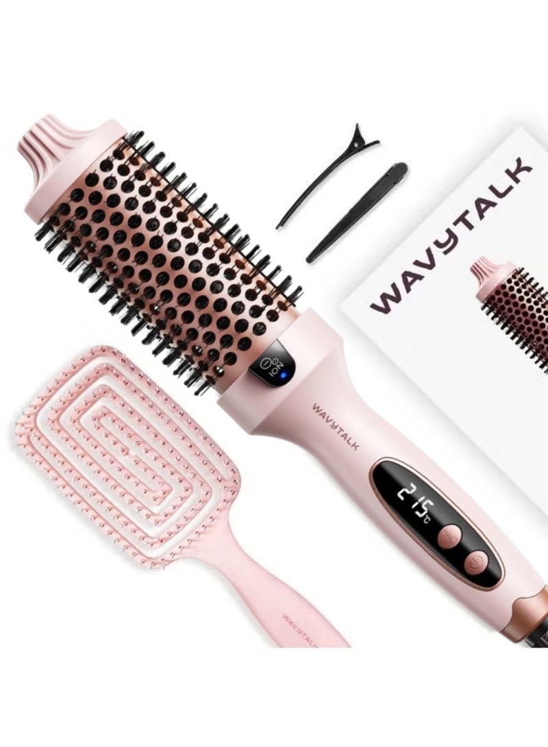 Wavytalk Thermal Brush, Blowout Boost 1.5 inch Heated Round Brush for Blowout Look, Dual Voltage, Pink, Sakura, Tourmaline Ceramic, Negative Ion Technology, 5 Temperature Settings, Less Damage - Image 1