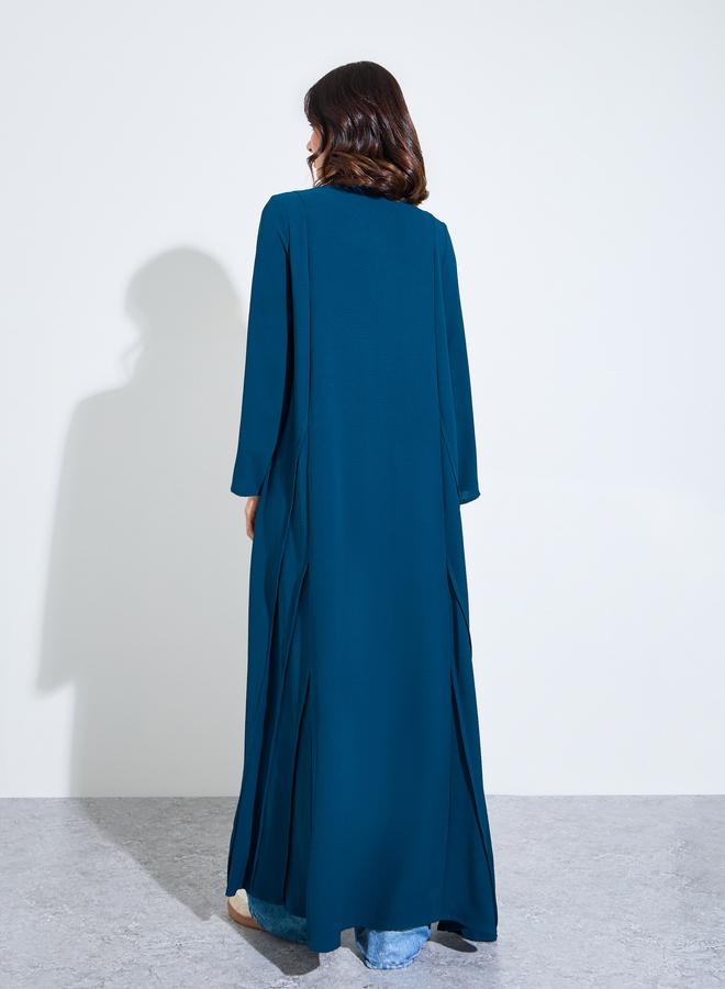 Amirah single button closed front abaya with pin tuck detailing - Image 3