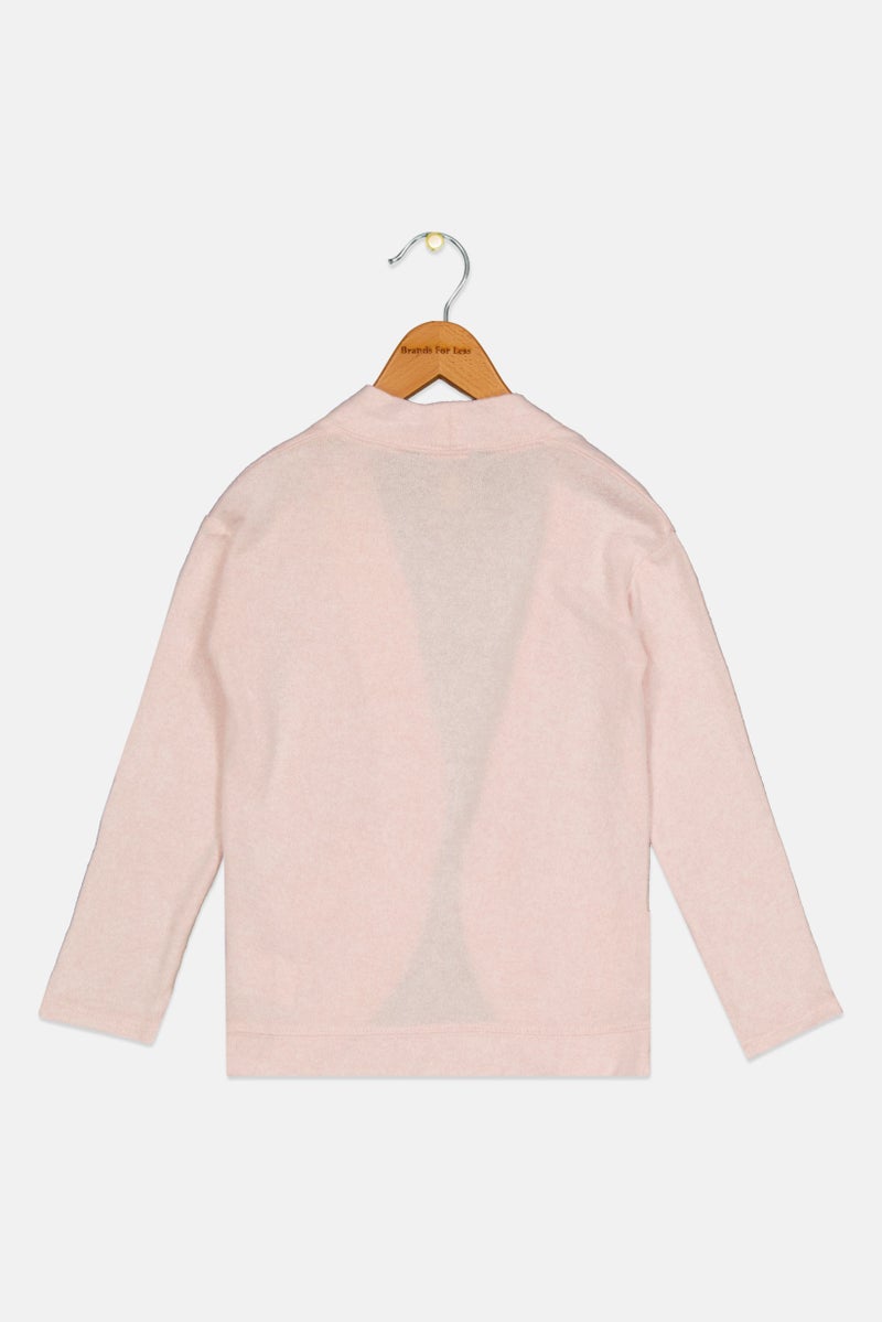 Rumi + Ryder Kids Girls Open Front Ribbed Long Sleeves Cardigan, Pink - Image 2