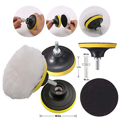 DIY Crafts 10 Pcs Kit, 3" inch Kit., Polishing Pads Sponge Woolen Polishing Waxing Buffing Pads Kits Polishing Compound Drill Buffing Sponge Pads Kit (10 Pcs Kit, 3" inch Kit.) - Image 3