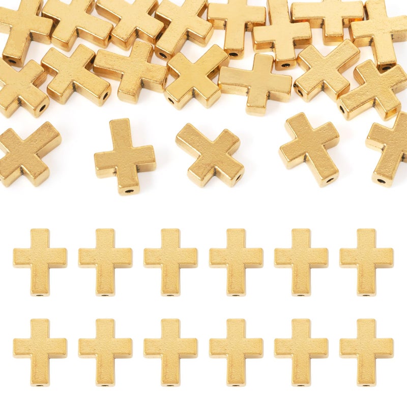 Craftdady 20Pcs Antique Gold Crucifix Cross Spacer Beads 15x12mm Tibetan Metal Cross Holy Charm Beads for Jewelry Making Hole: 2mm - Image 1