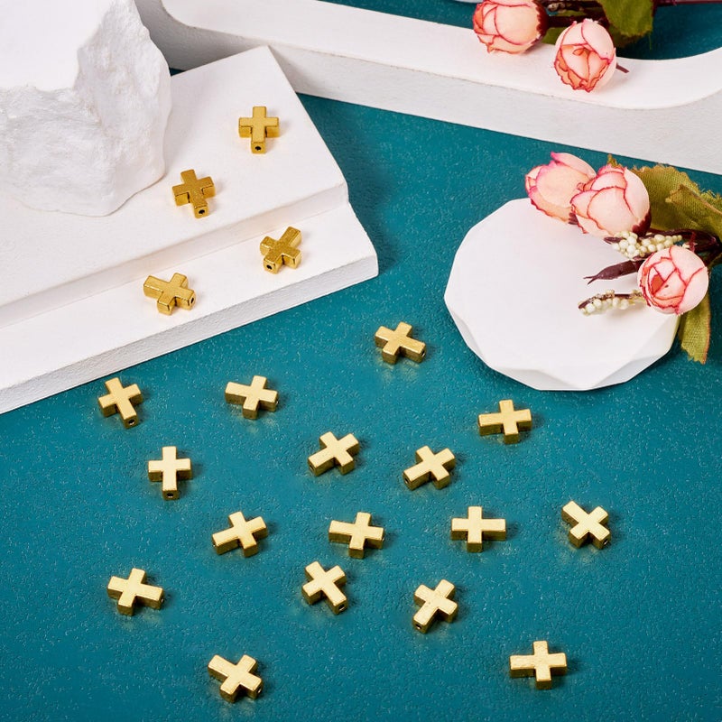 Craftdady 20Pcs Antique Gold Crucifix Cross Spacer Beads 15x12mm Tibetan Metal Cross Holy Charm Beads for Jewelry Making Hole: 2mm - Image 5