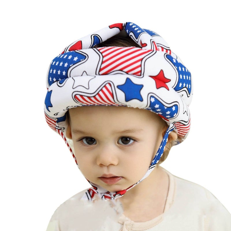 FLYPARTY Adjustable Infant Baby Toddler Protective Hat Helmet Safety Cap (Blue Star) - Image 1