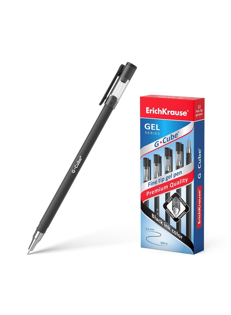 ErichKrause Gel ink pen G-Cube Stick Classic 0.5, ink color: black (box 12 pcs.) - Image 1