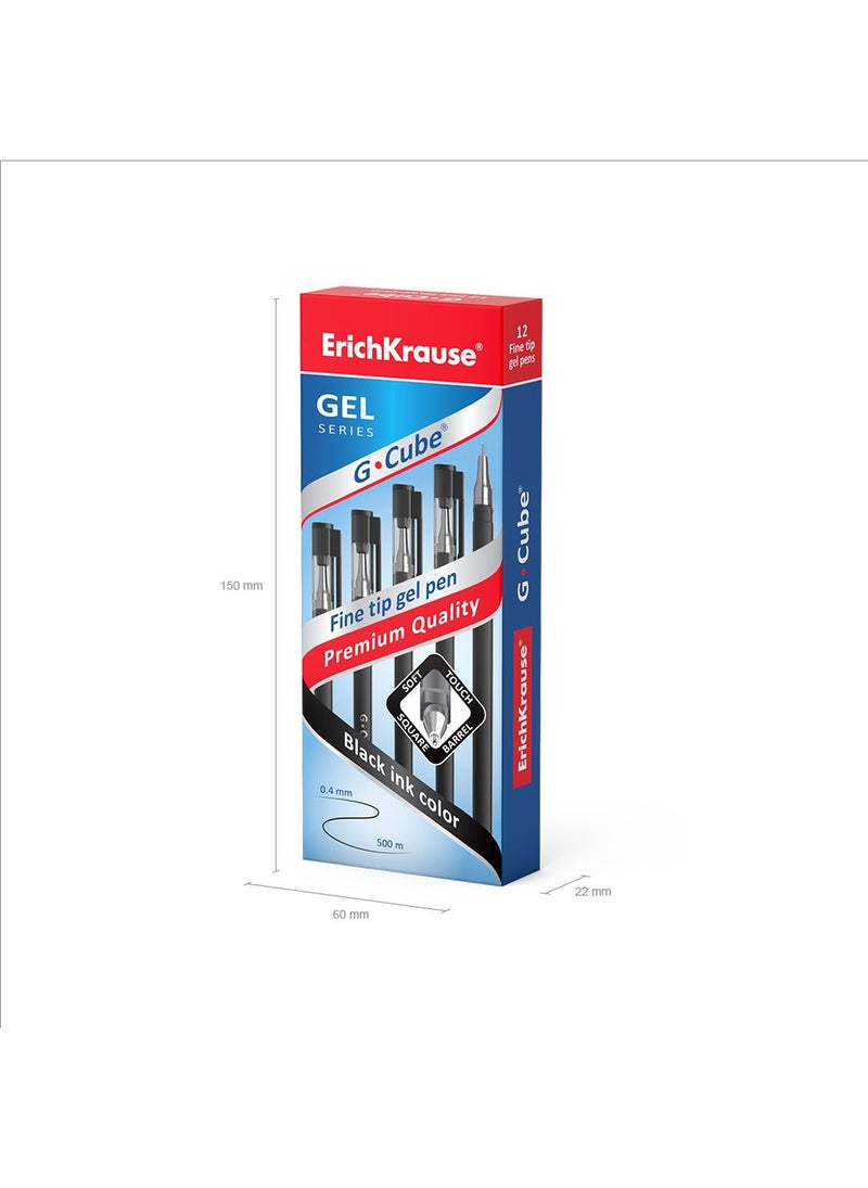 ErichKrause Gel ink pen G-Cube Stick Classic 0.5, ink color: black (box 12 pcs.) - Image 5