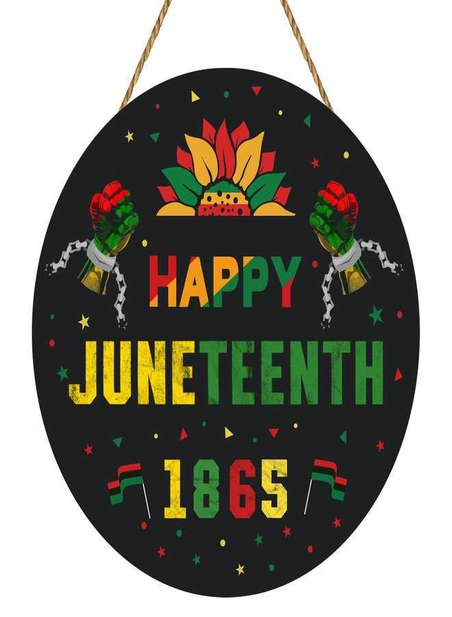 YUNKKIN Juneteenth Decorations Door Decorations Happy 1865 Juneteenth Hanging Sign Wooden Wreaths For Front Door Hanger for Freedom Day Party African American Festival Celebration Porch Wall Home Indoor Decor - Image 1
