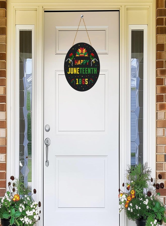 YUNKKIN Juneteenth Decorations Door Decorations Happy 1865 Juneteenth Hanging Sign Wooden Wreaths For Front Door Hanger for Freedom Day Party African American Festival Celebration Porch Wall Home Indoor Decor - Image 3