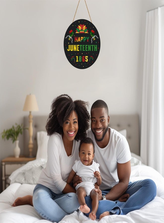 YUNKKIN Juneteenth Decorations Door Decorations Happy 1865 Juneteenth Hanging Sign Wooden Wreaths For Front Door Hanger for Freedom Day Party African American Festival Celebration Porch Wall Home Indoor Decor - Image 5