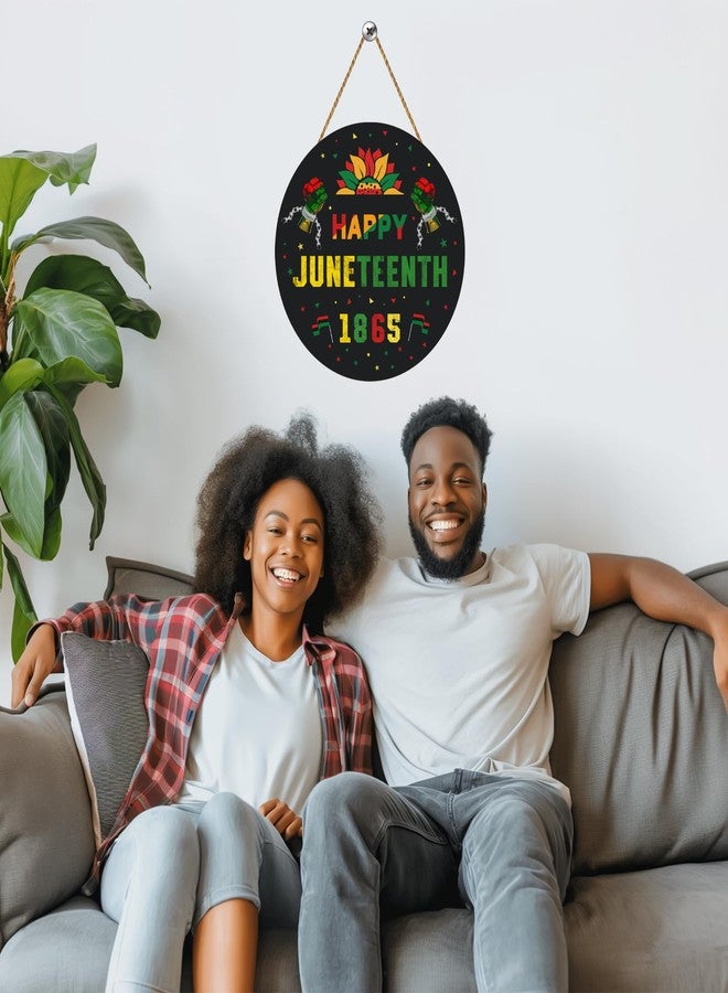 YUNKKIN Juneteenth Decorations Door Decorations Happy 1865 Juneteenth Hanging Sign Wooden Wreaths For Front Door Hanger for Freedom Day Party African American Festival Celebration Porch Wall Home Indoor Decor - Image 4