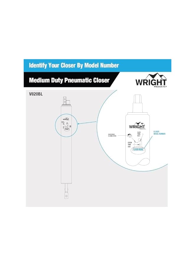 Wright Products - Light Duty Pneumatic Screen and Storm Door Closer, Black - Image 3