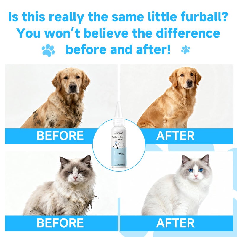LetsFeed Pet Steam Brush Spray Refill for Dogs & Cats â€“ Concentrated Waterless Shampoo, 3-in-1 Pet Comb Leave-in Serum, Self Cleaning Pet Comb for Shedding & Hair Removal, 2*Shampoo(Steam Brush Not Included) - Image 5
