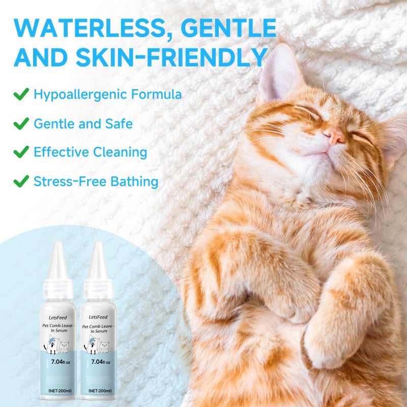 LetsFeed Pet Steam Brush Spray Refill for Dogs & Cats â€“ Concentrated Waterless Shampoo, 3-in-1 Pet Comb Leave-in Serum, Self Cleaning Pet Comb for Shedding & Hair Removal, 2*Shampoo(Steam Brush Not Included) - Image 3