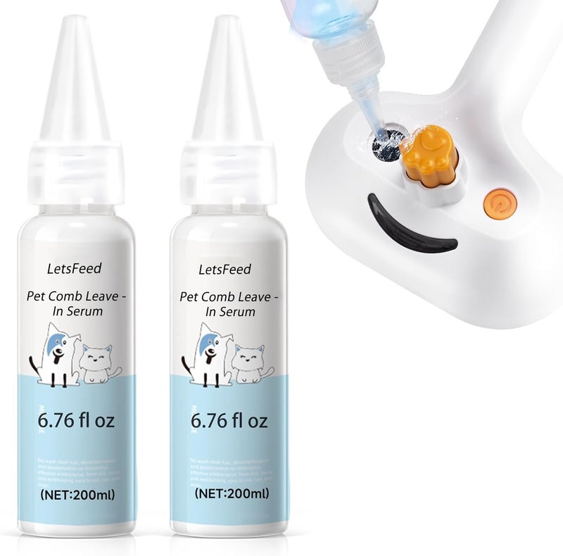 LetsFeed Pet Steam Brush Spray Refill for Dogs & Cats â€“ Concentrated Waterless Shampoo, 3-in-1 Pet Comb Leave-in Serum, Self Cleaning Pet Comb for Shedding & Hair Removal, 2*Shampoo(Steam Brush Not Included) - Image 1