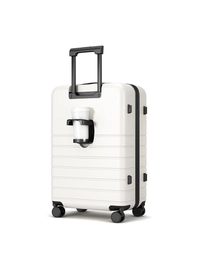 Soo Luggage Suitcase With Cup Holder, Trolley Case For Men And Women, Travel Suitcase, Password Lock, Large Capacity Leather Suitcase, White, 26 Inches - Image 4