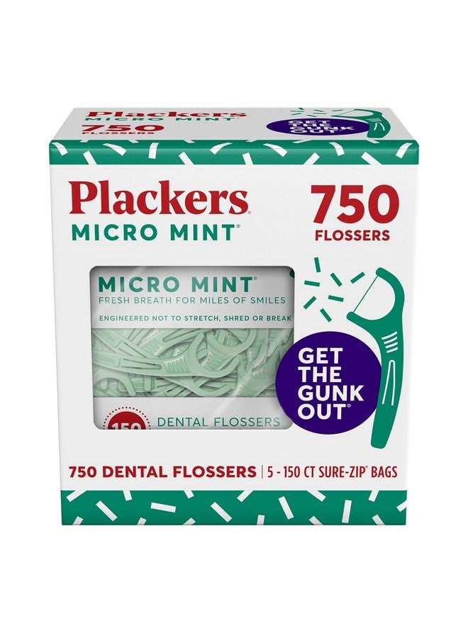 بلاكرز خيط تنظيف الأسنان بلاكرز مايكرو مينت، عود أسنان قابل للطي، خيط تنظيف أسنان فائق الجودة، سهل التخزين مع سحاب إغلاق، بنكهة النعناع المنعش، 750 خيطًا (عبوة من 5 قطع) - Image 1