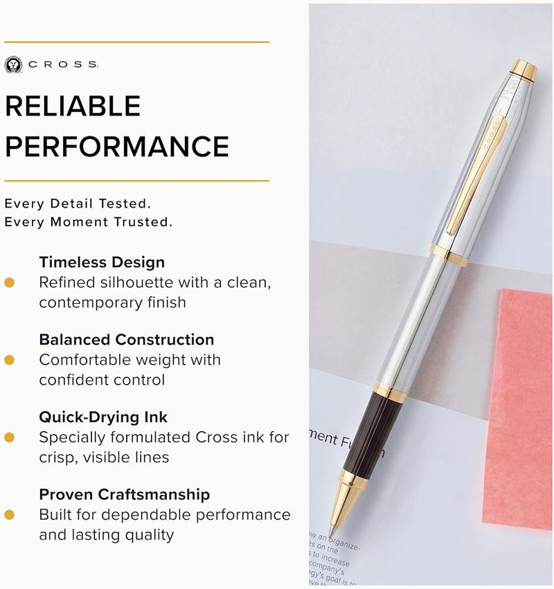Cross Century II Refillable Gel Ink Rollerball Pen, Medium Rollerball, Includes Luxury Gift Box - Medalist Chrome - Image 4