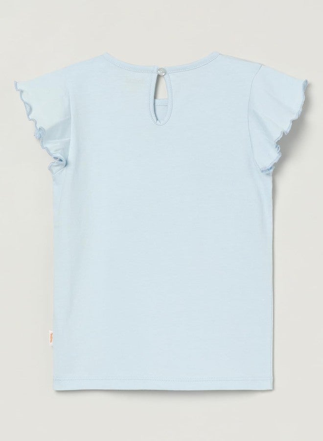 ميلو تيشيرت ميلو قطني مطبوع مغسول حيوياً - أزرق - Image 2
