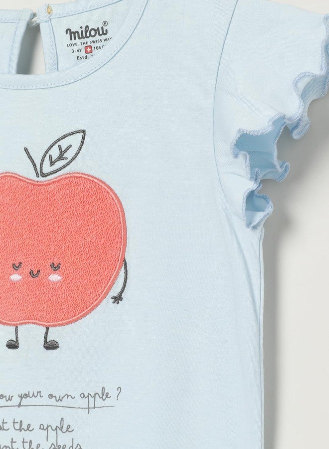 ميلو تيشيرت ميلو قطني مطبوع مغسول حيوياً - أزرق - Image 3