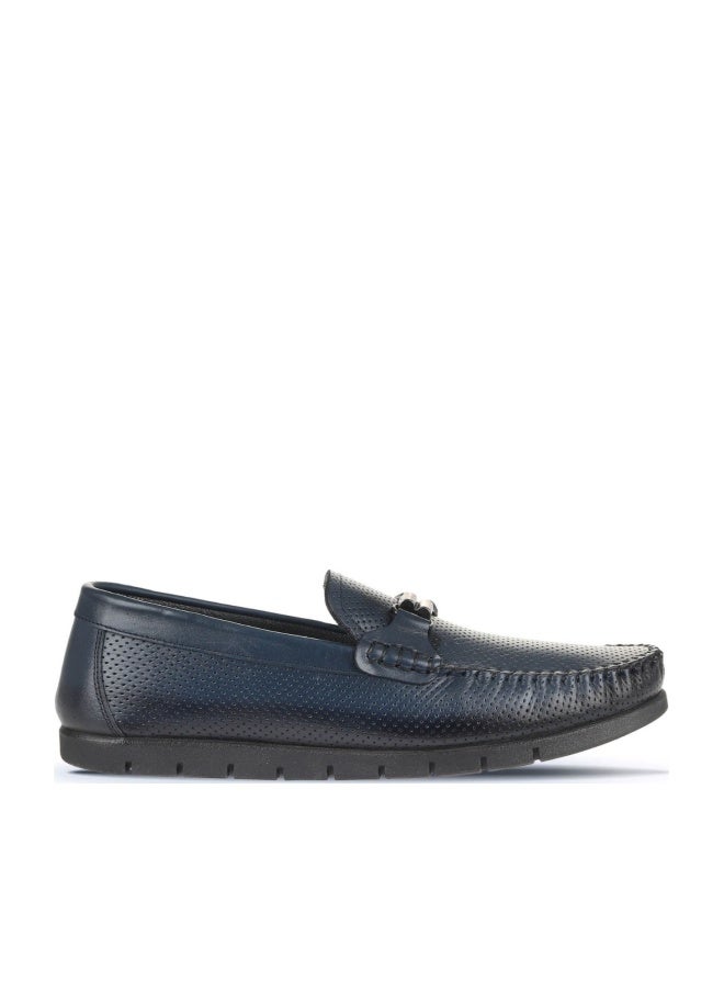BUENO Men's Perforated Leather Loafers with Bit Detail – Lightweight Slip-On Moccasins for Casual and Office Wear - Image 1