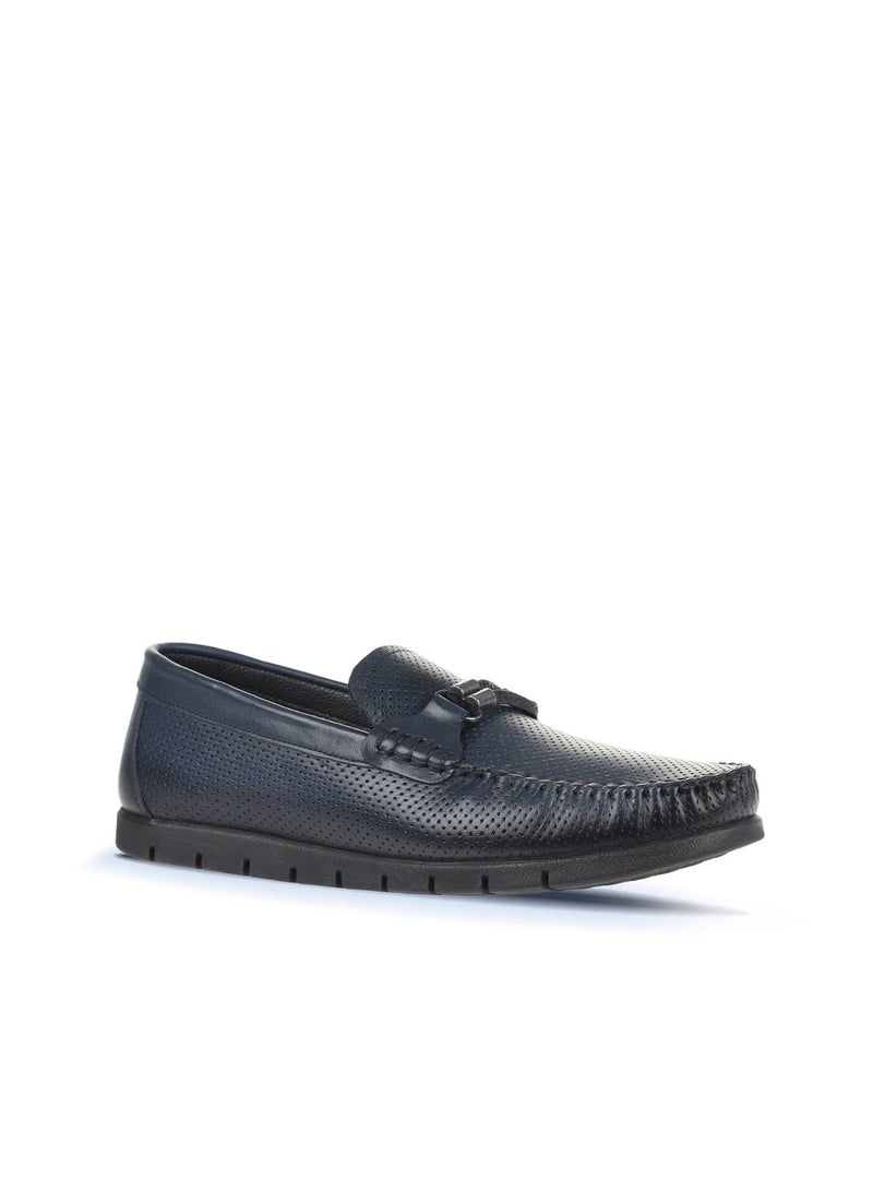 BUENO Men's Perforated Leather Loafers with Bit Detail – Lightweight Slip-On Moccasins for Casual and Office Wear - Image 3
