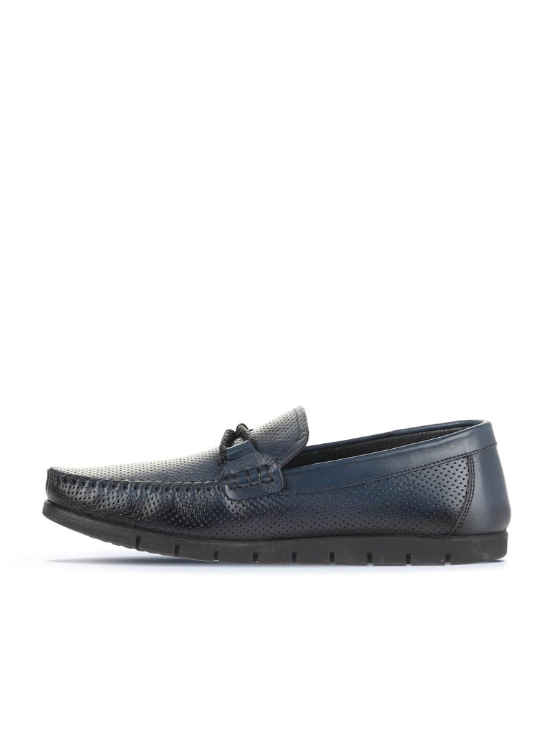 BUENO Men's Perforated Leather Loafers with Bit Detail – Lightweight Slip-On Moccasins for Casual and Office Wear - Image 2