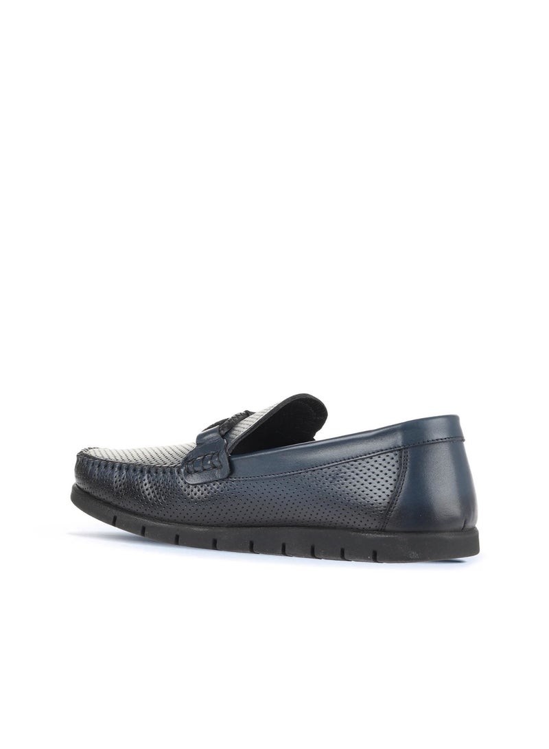 BUENO Men's Perforated Leather Loafers with Bit Detail – Lightweight Slip-On Moccasins for Casual and Office Wear - Image 4
