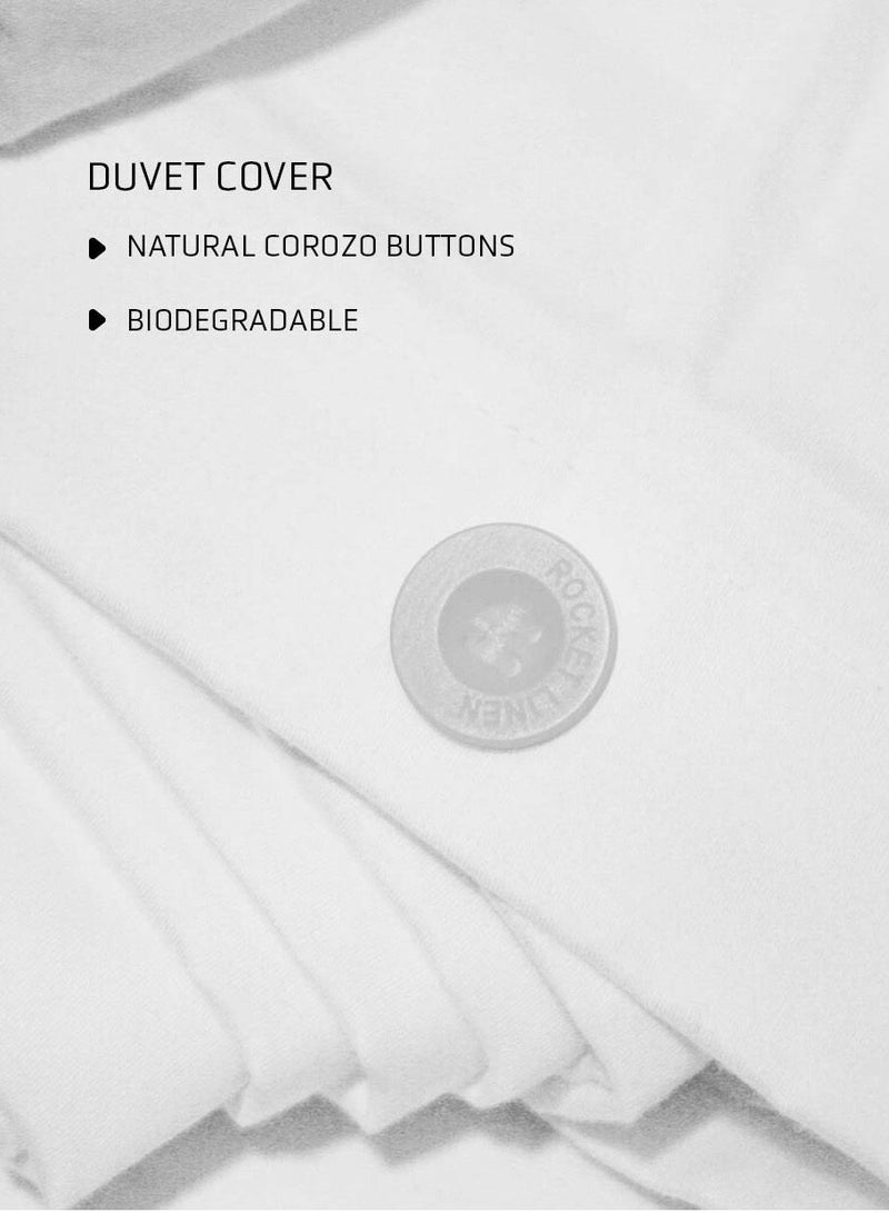 rocketlinen Queen Duvet Cover 400 Thread Count Pure Cotton with 2 Pillow Shams - Image 2