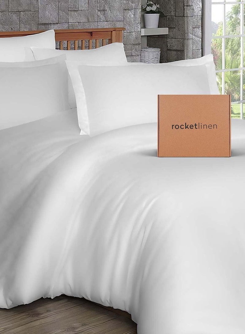 rocketlinen Queen Duvet Cover 400 Thread Count Pure Cotton with 2 Pillow Shams - Image 1