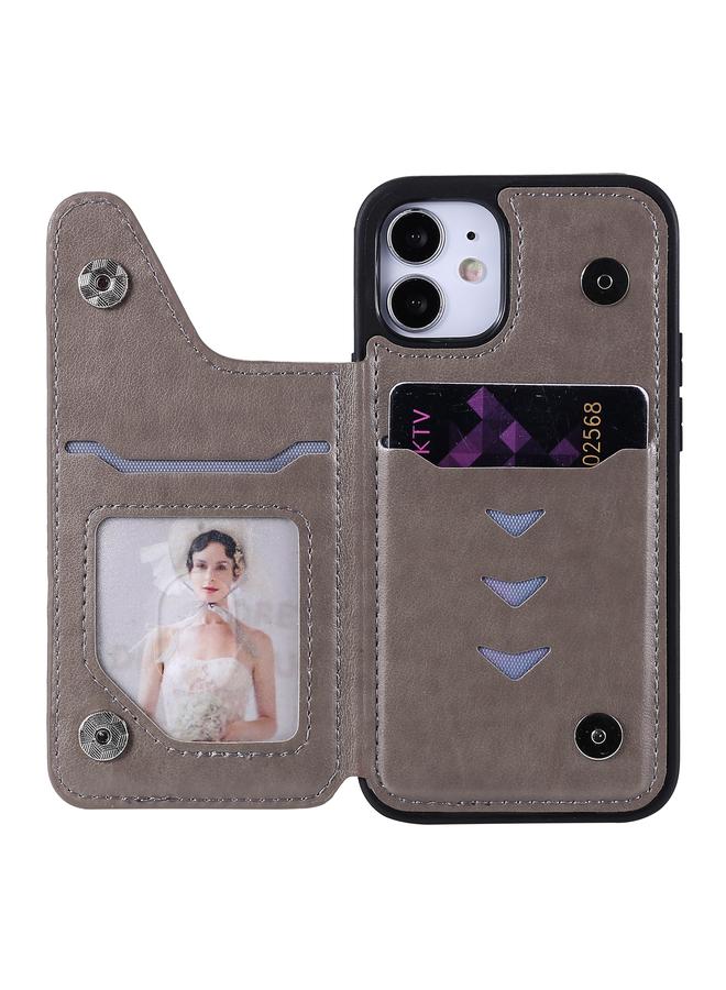 زبون جراب لهاتف iPhone 12 mini، جراب واقٍ بنقشة ست قطط مع حامل وفتحات للبطاقات وإطار للصور - Image 4