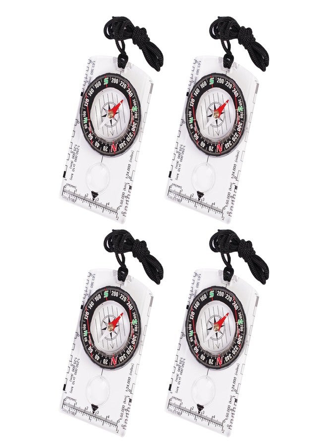 RLXMARTD Outdoor Compass with Rotating Bezel, Ruler and Metric Scale (4 Pack Transparent) - Image 1