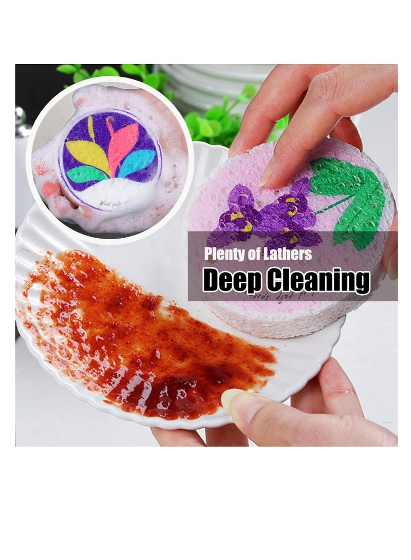 Excefore Compressed Wood Pulp Dish Sponge, 12 Pcs Reusable Dish Sponge, 100% Biodegradable Natural Scrubber Sponge, Good for Kitchen、 Bathroom and Cars  - Image 4