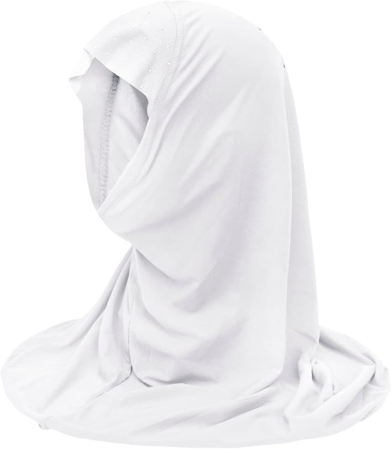 Ylucky Girls Muslim Hijab Floral Lace Head Scarf Kids Islamic Arab Scarf Shawls Head Wrap with Flowers - Image 3