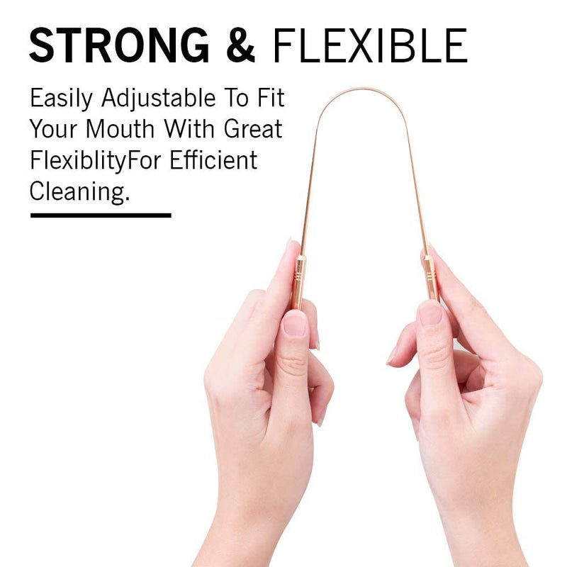 MAPLE Pure Copper Tongue Cleaner Metal Tongue Scraper Handmade for Adults Kids Family Fights Bad Breath Oral Health Care, Easy to Use Travel Friendly Anti Bacterial Reusable (5 Count (Pack of 1)) - Image 4