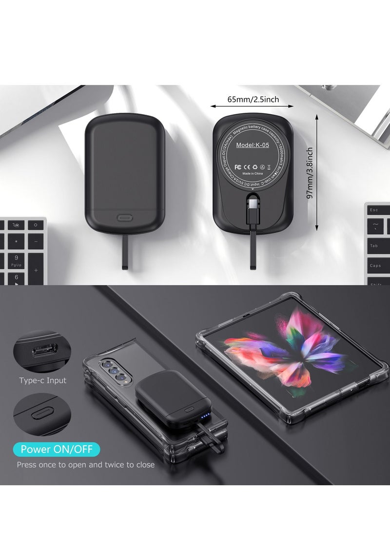 GULFLINK 10000mah Wireless Magnetic Power Bank with Protection Case Cover for Samsung ZFOLD3 Black  - Image 4