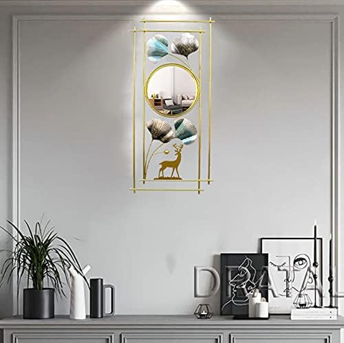 Sisliya Metal Mirrors for Wall Mirrors Home Décor Decorative 3DMetal Ginkgo Leaf & Deer Design Hanging Wall Art for Living Room Bedroom Entryway - Image 3