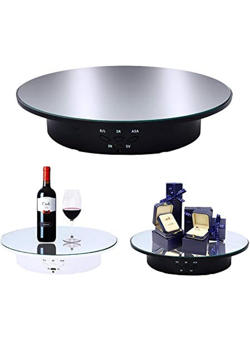 VKL Motorized Rotating Display Stand, 7.87inch /17.6lbs Load, 360 Degree Electric Rotating Turntable for Photography Products, Jewelry, Cake,3D Model, Mirror Cover (Black) - Image 1