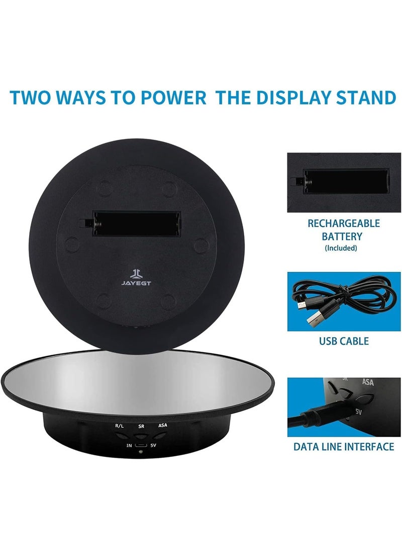 VKL Motorized Rotating Display Stand, 7.87inch /17.6lbs Load, 360 Degree Electric Rotating Turntable for Photography Products, Jewelry, Cake,3D Model, Mirror Cover (Black) - Image 2