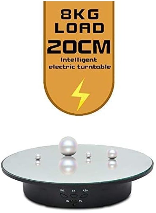 VKL Motorized Rotating Display Stand, 7.87inch /17.6lbs Load, 360 Degree Electric Rotating Turntable for Photography Products, Jewelry, Cake,3D Model, Mirror Cover (Black) - Image 3